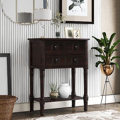 23.7 in. Rectangle Wood Console Table with 3 Drawers