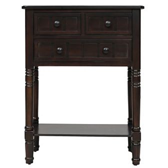 23.7 in Rectangle Wood Console Table with 3 Drawers