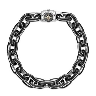Men's LYNX Black Ion-Plated Stainless Steel 10 mm Cable Chain Bracelet