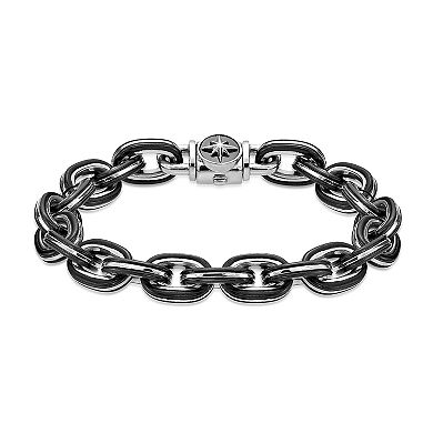 Men's LYNX Black Ion-Plated Stainless Steel 10 mm Cable Chain Bracelet