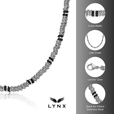 Men's LYNX Black Ion-Plated Stainless Steel 4 mm Chain Necklace