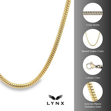 Men's LYNX Stainless Steel 3mm Snake Chain Necklace