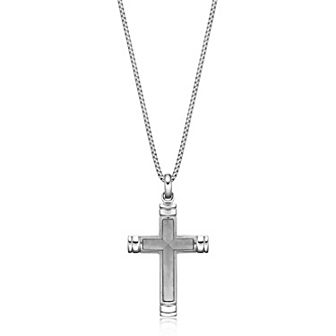 Men's LYNX Stainless Steel Cross Pendant Necklace
