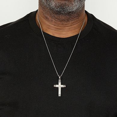 Men's LYNX Stainless Steel Cross Pendant Necklace