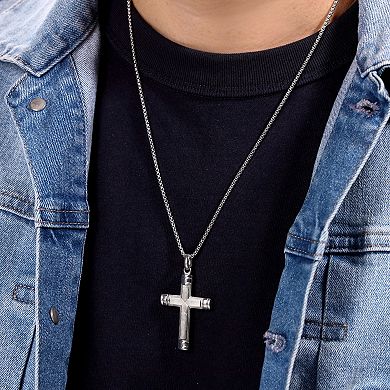 Men's LYNX Stainless Steel Cross Pendant Necklace