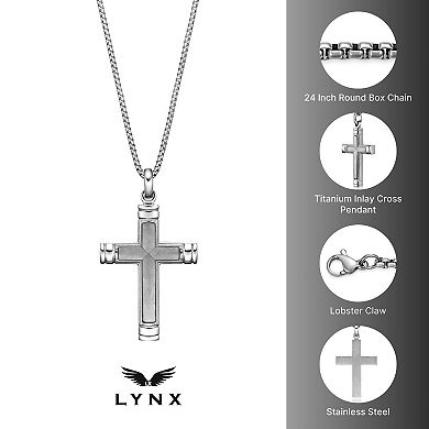 Men's LYNX Stainless Steel Cross Pendant Necklace