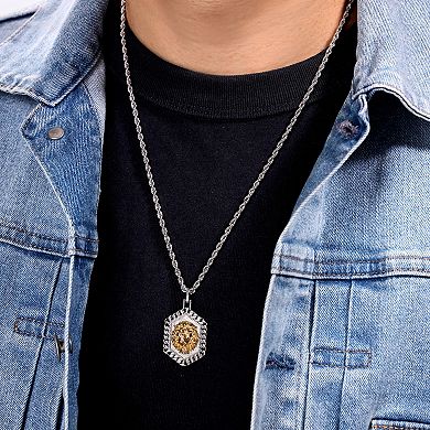 Men's LYNX Stainless Steel Rope Chain Lion Pendant Necklace