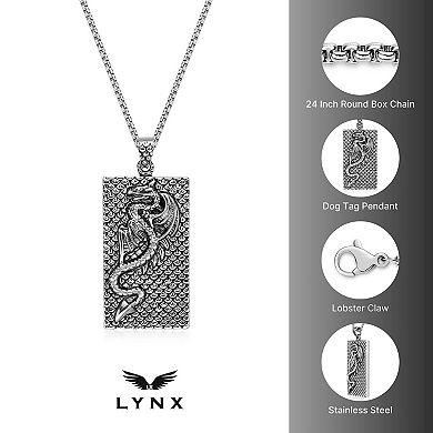 Men's LYNX Stainless Steel Box Chain Pendant Necklace