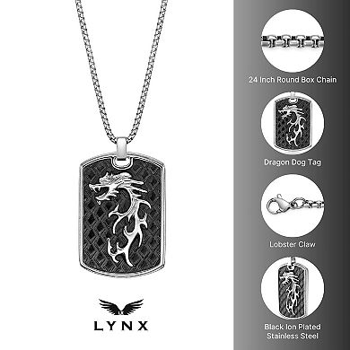 Men's LYNX Stainless Steel Box Chain Dragon Pendant Necklace