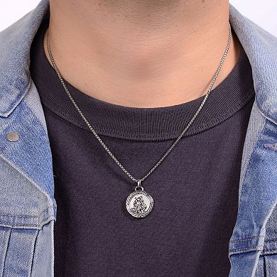 Men's LYNX Stainless Steel Box Chain Pendant Necklace