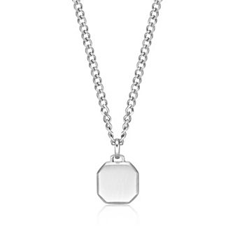 Men's LYNX Satin Finished Stainless Steel Curb Chain Pendant Necklace