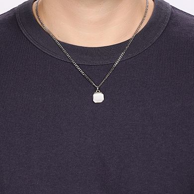 Men's LYNX Satin Finished Stainless Steel Curb Chain Pendant Necklace