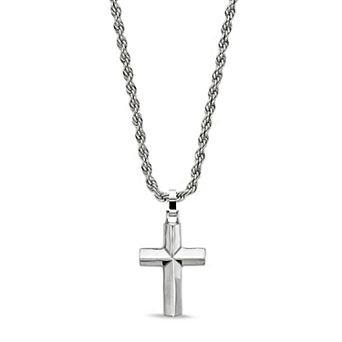 Men's LYNX Stainless Steel Rope Chain Cross Pendant Necklace