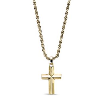 Men's LYNX Stainless Steel Rope Chain Cross Pendant Necklace