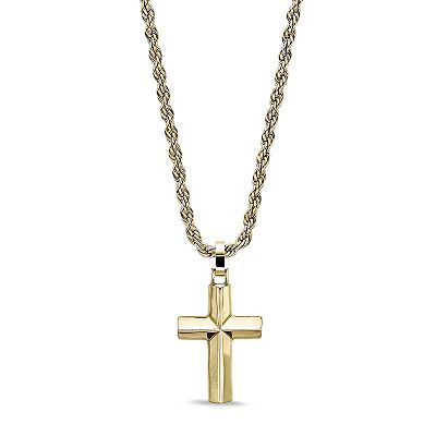 Men's LYNX Stainless Steel Rope Chain Cross Pendant Necklace