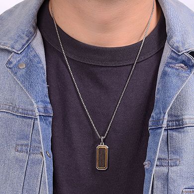 Men's LYNX Stainless Steel Ebony Wood Pendant Necklace