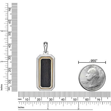 Men's LYNX Stainless Steel Ebony Wood Pendant Necklace