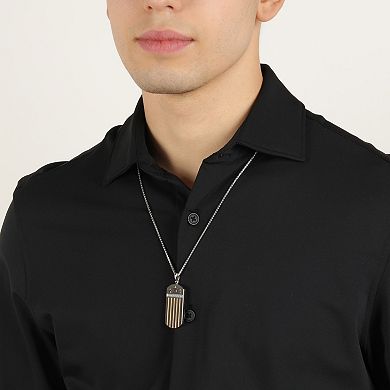 Men's LYNX Stainless Steel Cubic Zirconia Dog Tag Pendant Necklace
