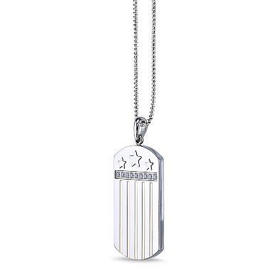 Men's LYNX Stainless Steel Cubic Zirconia Dog Tag Pendant Necklace