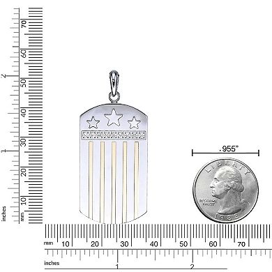 Men's LYNX Stainless Steel Cubic Zirconia Dog Tag Pendant Necklace