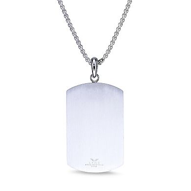 Men's LYNX Stainless Steel Cubic Zirconia Dog Tag Pendant Necklace