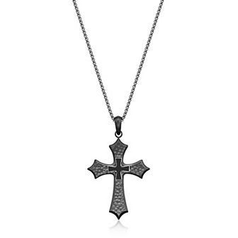 Men's LYNX Stainless Steel Enamel Cross Pendant Necklace