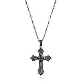 Men's LYNX Stainless Steel Enamel Cross Pendant Necklace