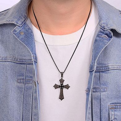 Men's LYNX Stainless Steel Enamel Cross Pendant Necklace