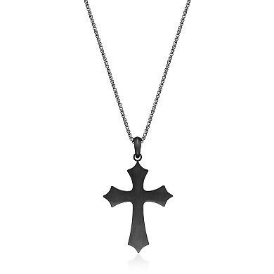Men's LYNX Stainless Steel Enamel Cross Pendant Necklace