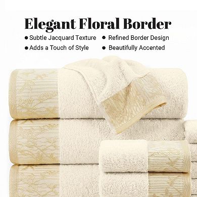 SUPERIOR Wisteria 4-Piece Cotton Bohemian Embroidered Bath Towel Set