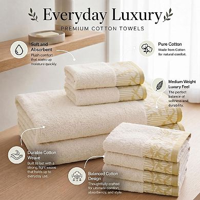SUPERIOR Wisteria 4-Piece Cotton Bohemian Embroidered Bath Towel Set