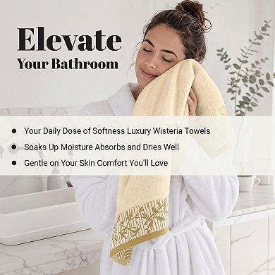 SUPERIOR Wisteria 4-Piece Cotton Bohemian Embroidered Bath Towel Set