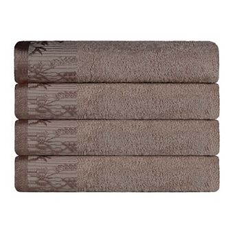 SUPERIOR Wisteria 4 pc Cotton Bohemian Embroidered Bath Towel Set