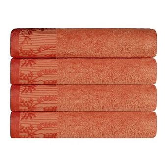 SUPERIOR Wisteria 4 pc Cotton Bohemian Embroidered Bath Towel Set