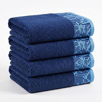 SUPERIOR Wisteria 4 pc Cotton Bohemian Embroidered Bath Towel Set