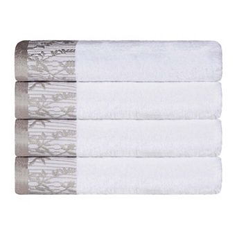 SUPERIOR Wisteria 4 pc Cotton Bohemian Embroidered Bath Towel Set