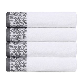 SUPERIOR Wisteria 4 pc Cotton Bohemian Embroidered Bath Towel Set