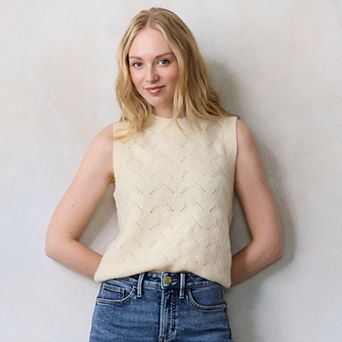 Women's LC Lauren Conrad Crew Neck Pointelle Sweater Vest
