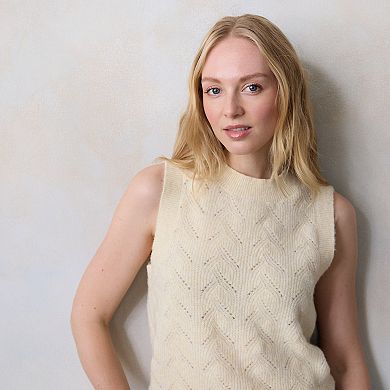 Women's LC Lauren Conrad Crew Neck Pointelle Sweater Vest