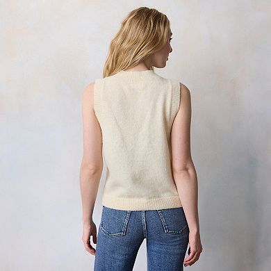 Women's LC Lauren Conrad Crew Neck Pointelle Sweater Vest