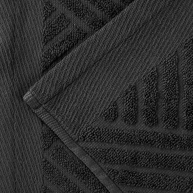 SUPERIOR 3-Piece Basket Weave Jacquard Egyptian Cotton Towel Set