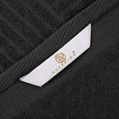 SUPERIOR 3-Piece Basket Weave Jacquard Egyptian Cotton Towel Set