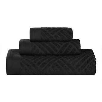SUPERIOR 3 pc Basket Weave Jacquard Egyptian Cotton Towel Set