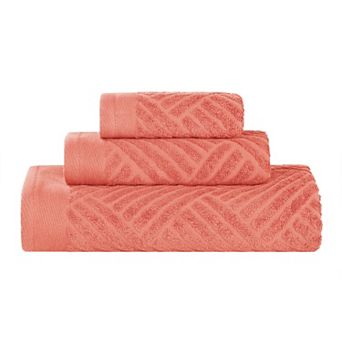 SUPERIOR 3 pc Basket Weave Jacquard Egyptian Cotton Towel Set