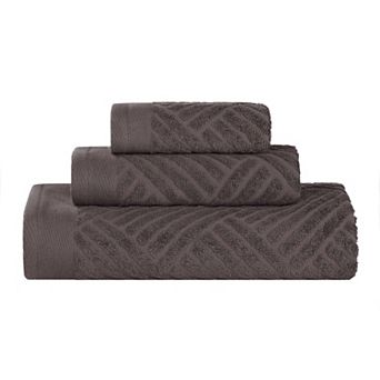 SUPERIOR 3 pc Basket Weave Jacquard Egyptian Cotton Towel Set