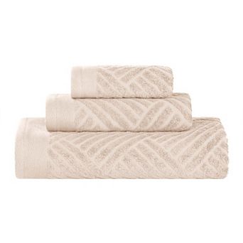 SUPERIOR 3 pc Basket Weave Jacquard Egyptian Cotton Towel Set