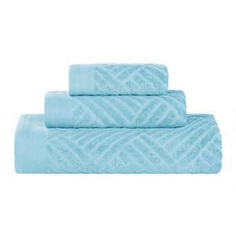 SUPERIOR 3 pc Basket Weave Jacquard Egyptian Cotton Towel Set