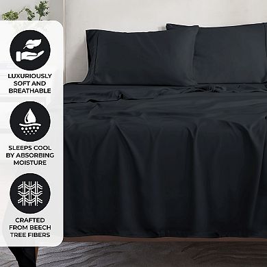 SUPERIOR Modal 300 Thread Count Lightweight Cooling Solid Extra Deep Pocket Bed Sheet Set