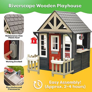 KidKraft Riverscape Wooden Playhouse with Working Doorbell