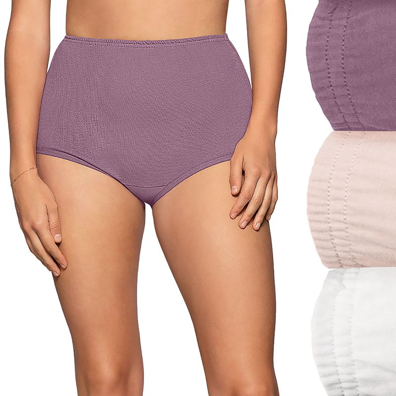 Women's Vanity Fair Lingerie® Perfectly Yours Ravissant Classic Cotton 3-Pack Brief Panty Set 15320, Size: 7, Enchanted Pink